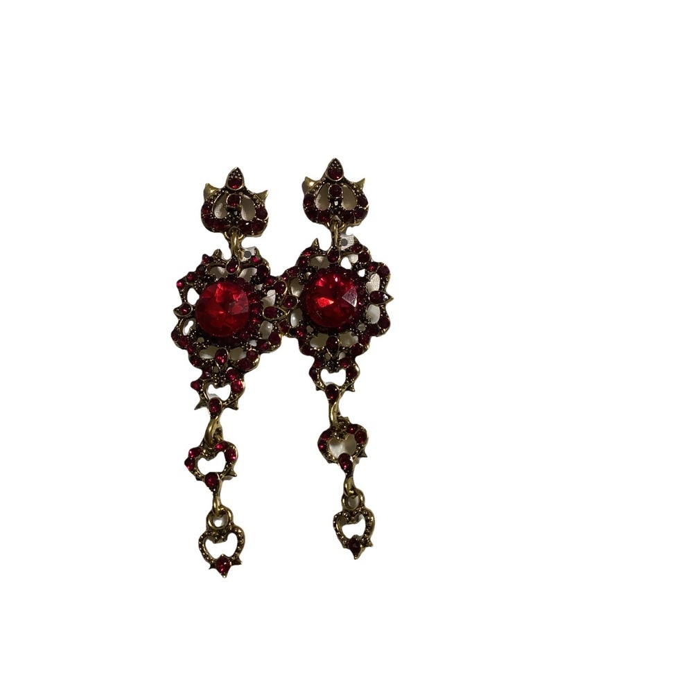New Chandelier Red‎ and Gold Fashion Earrings